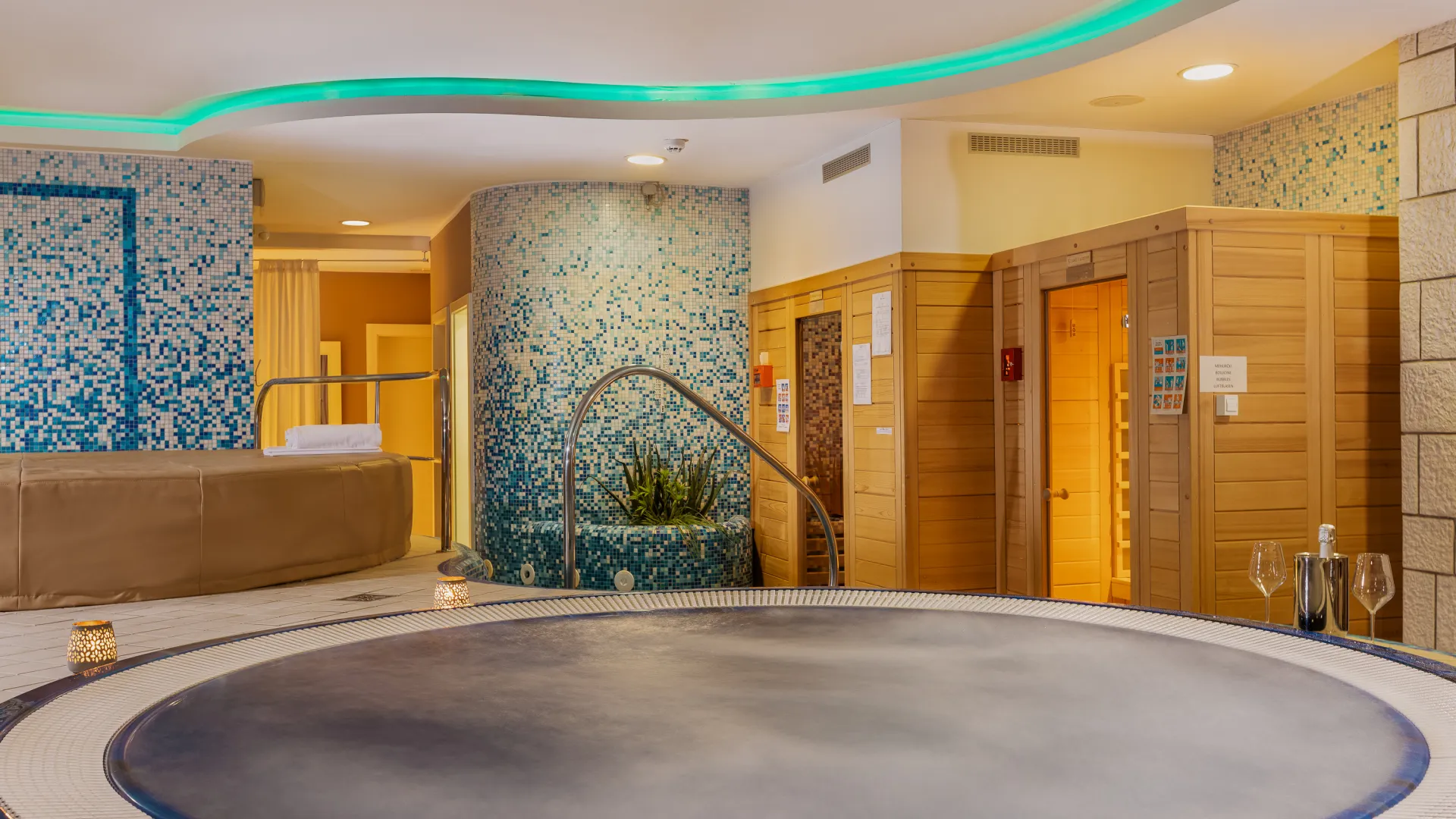 Blue spa jacuzzi